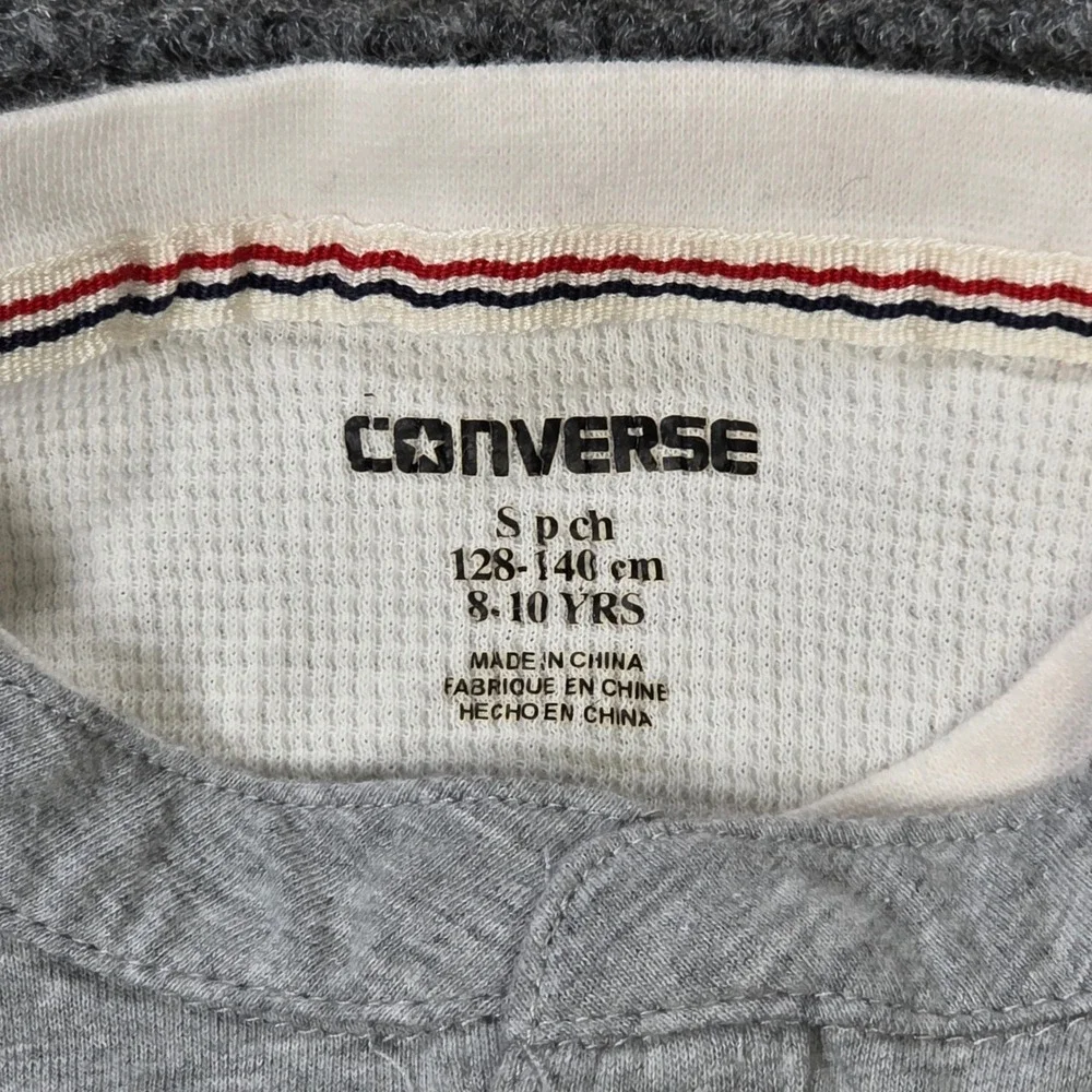 Converse All Star Striped Layered Henley Shirt‎ Boy's Size 8-10 Yrs Grey Navy